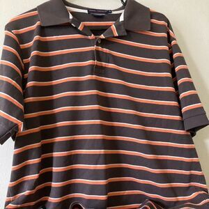 Mens Daniel Cremieux Brown and Orange Striped Polo Shirt